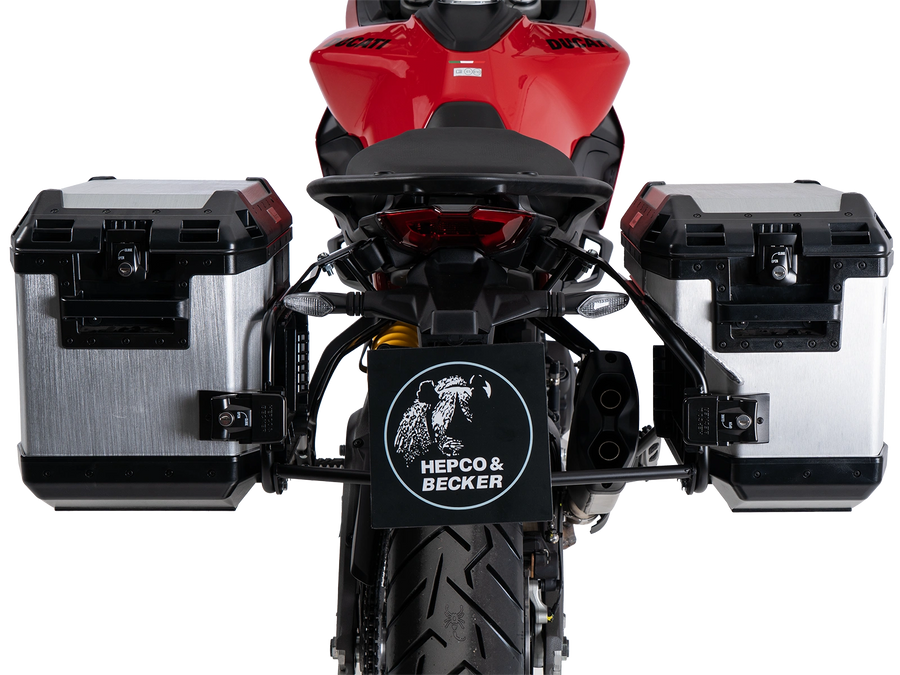 DUCATI Multistrada V2 [2025-2026] - Kofferträgerset Cutout schwarz inkl. Xplorer Cutout silber Kofferset