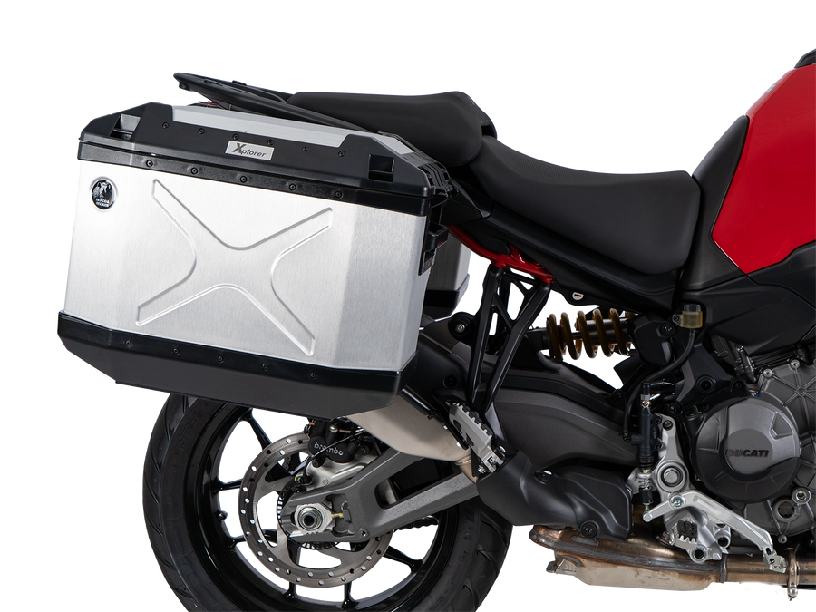 DUCATI Multistrada V2 [2025-2026] - Kofferträgerset Cutout schwarz inkl. Xplorer Cutout silber Kofferset