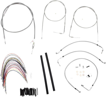 harley davidson flhri [MARCA BURLY] - Kit completo de cable de manillar/línea de freno de acero inoxidable