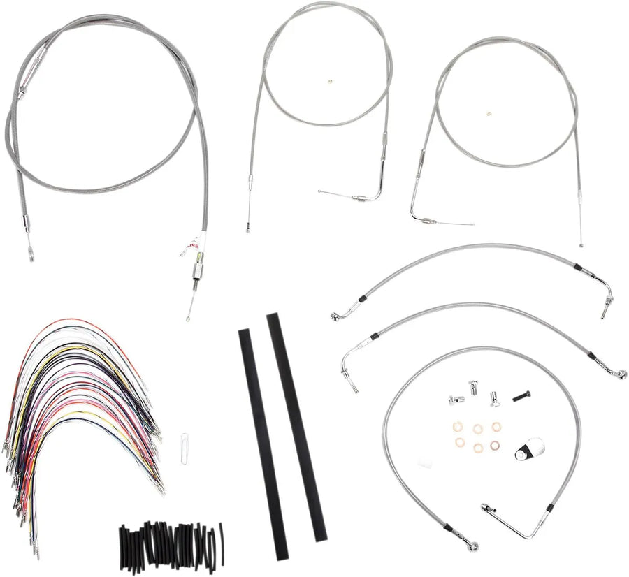 harley davidson flhri [MARCA BURLY] - Kit completo de cable de manillar/línea de freno de acero inoxidable