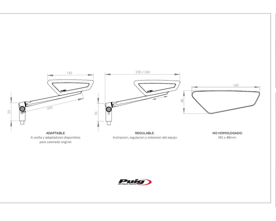 KTM 890 DUKE R [2025] – Espejo retrovisor del parabrisas carenado HyperNaked