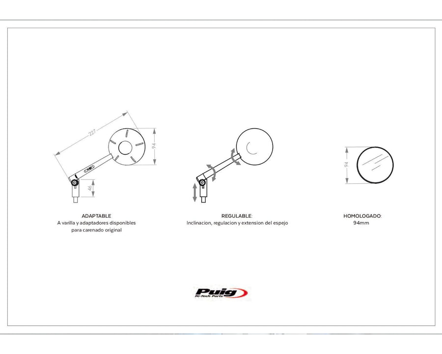 KTM 890 DUKE R [2025] – Espejo retrovisor retro – Aluminio anodizado