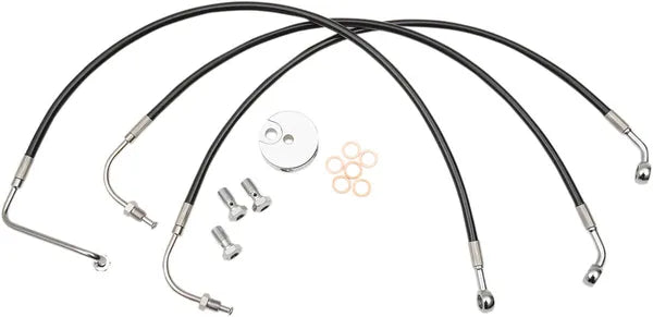 Harley Davidson Flhri [LA CHOPPERS] - Kit de latiguillos de freno trenzados negros