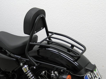 Harley Davidson Sportser Cuarenta y ocho [2010-2020] -Driver Sissy Bar con almohadas y estante de equipaje, negro