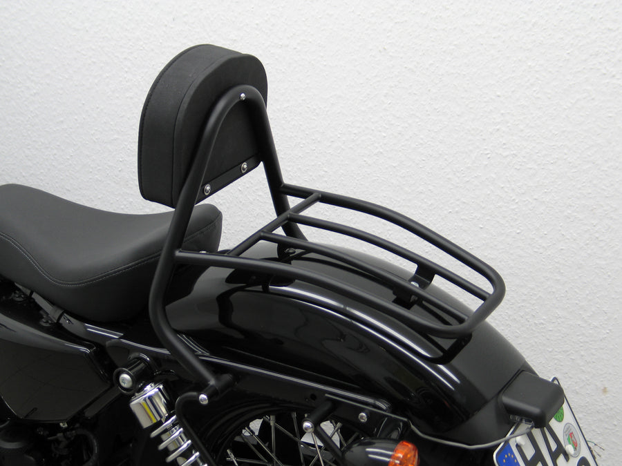 Harley Davidson Sportser Cuarenta y ocho [2010-2020] -Driver Sissy Bar con almohadas y estante de equipaje, negro