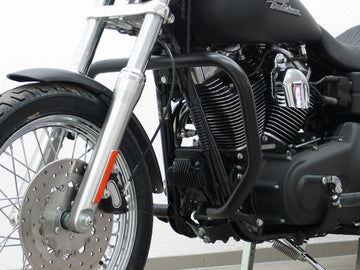 Harley Davidson Dyna Glide Low Rider [2015-2017] - Barra protectora, versión grande hecha de tubo de 38 mm, forma angular, negro