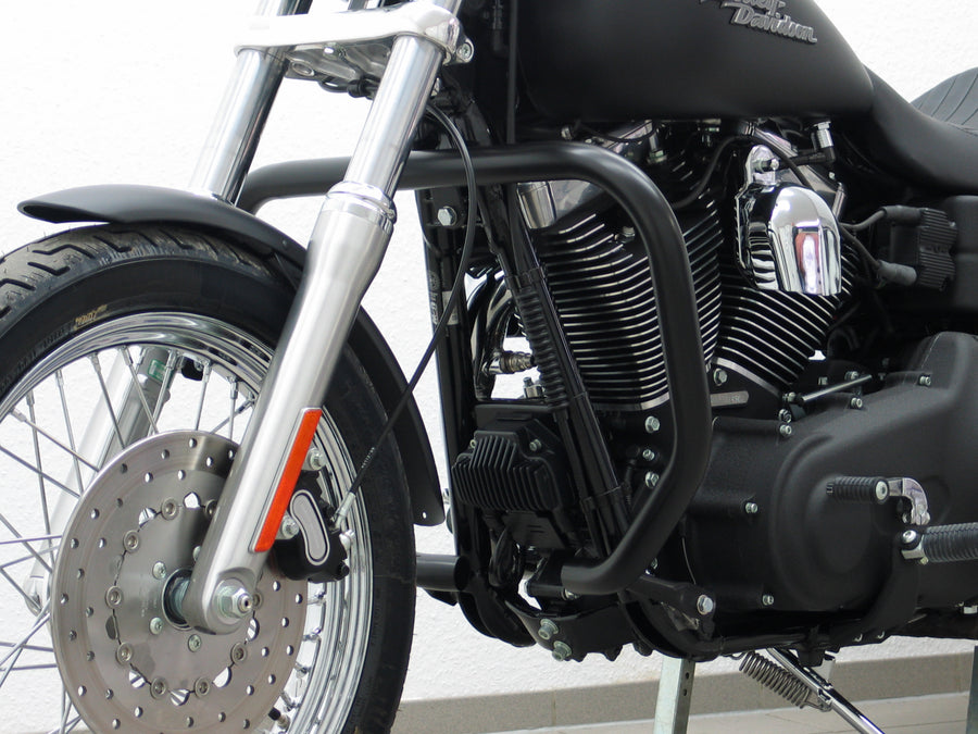 Harley Davidson Dyna Glide Low Rider [2015-2017] - Barra protectora, versión grande hecha de tubo de 38 mm, forma angular, negro