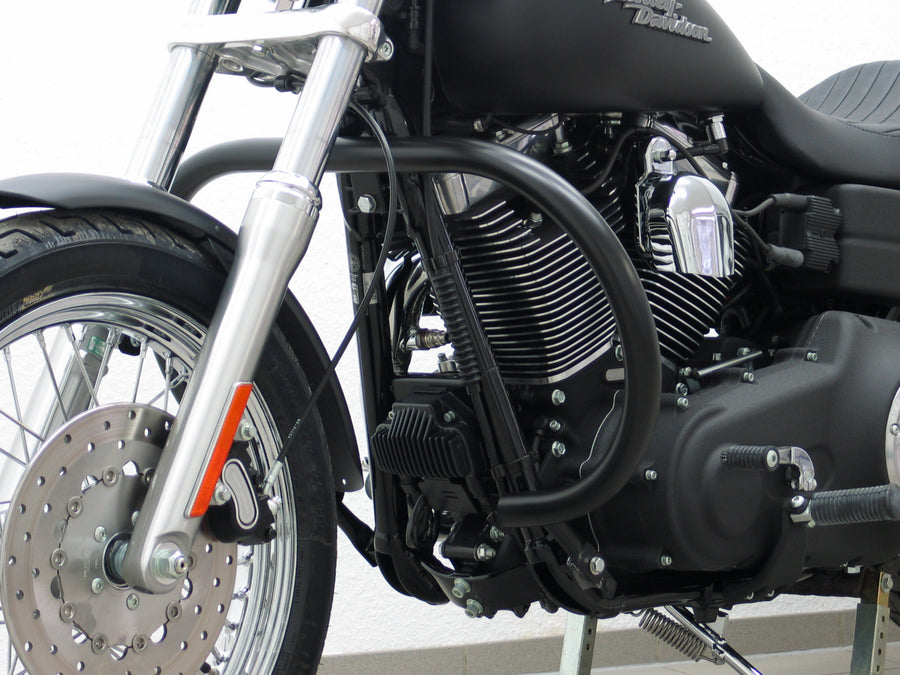 Harley Davidson Dyna Glide Low Rider [2015-2017] - Barra protectora, versión grande hecha de tubo de 38 mm, forma redonda, negro