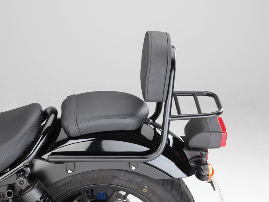 Honda CMX 500 Rebel (PC56A) 2017- [2017] - barra de mariquita hecha de tubería con almohadas y rejilla de equipaje, negro