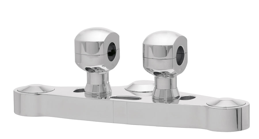 Cubridor de aluminio para manillares con elevadores de 25 aluminio para manillares con 25.4 mm (1 ') Ø, 50 mm de alto, pulido. Con un hilo UNC de 1/2 ″.