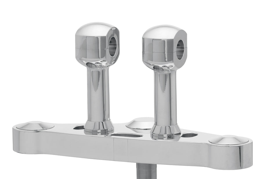 Cubridor de aluminio para manillares con elevador de 31 aluminio para manillares con 31.75 (1 1/4 ') Ø, 100 mm de alto, pulido. Con un hilo UNC de 1/2 ″.