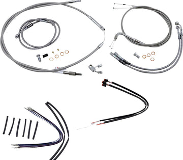harley davidson fxsb [MARCA BURLY] - Kit completo de cable de manillar/línea de freno trenzado de acero inoxidable