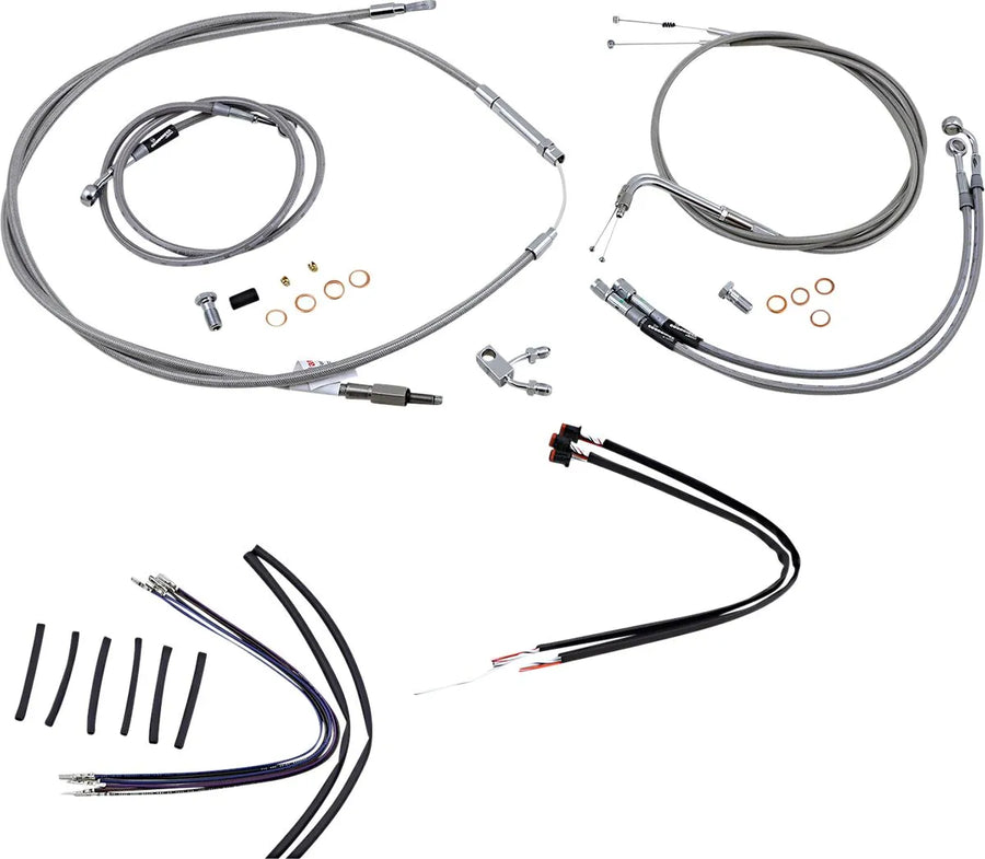 harley davidson fxsb [MARCA BURLY] - Kit completo de cable de manillar/línea de freno trenzado de acero inoxidable