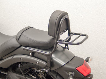 Kawasaki Vulcan S (EN650A) 2015-2020 y (EN650J) 2021- [2015-2020]- barra de mariquita hecha de tubería con almohadas y estante de equipaje, negro