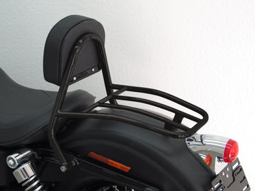 Harley Davidson Dyna Street Bob (FXDB) 2009-2013 [2009-2013] -Driver Sissy Bar con almohadas y estante de equipaje, negro