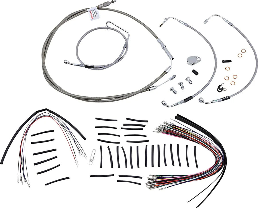 harley davidson flhtcu [MARCA BURLY] - Kit completo de cable de manillar/línea de freno de acero inoxidable