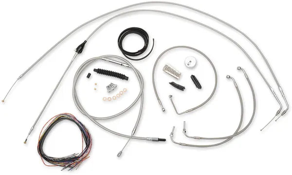 Harley Davidson Flhri [LA CHOPPERS] - Kit completo de cable de manillar/línea de freno trenzado de acero inoxidable