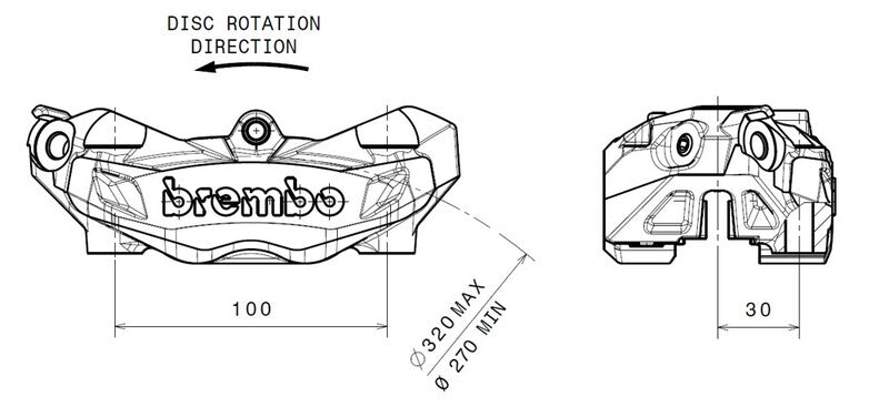 Bmw R Ninet Scrambler [BREMBO] - Pinza freno M4 delantera izquierda titanio Ø32mm