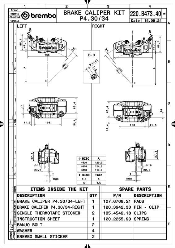 Yamaha Tracer 9 [BREMBO RACING] - UPGRADE GP4-RB Pinzas de freno (par) delanteras de 4 pistones, Ø 30/34 mm