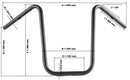 Suzuki Vl 800 [HIGHWAY HAWK] - Manillar Bad Hawk de 1 pulgada con 3 orificios, 845 mm de ancho y 370 mm de alto, cromado