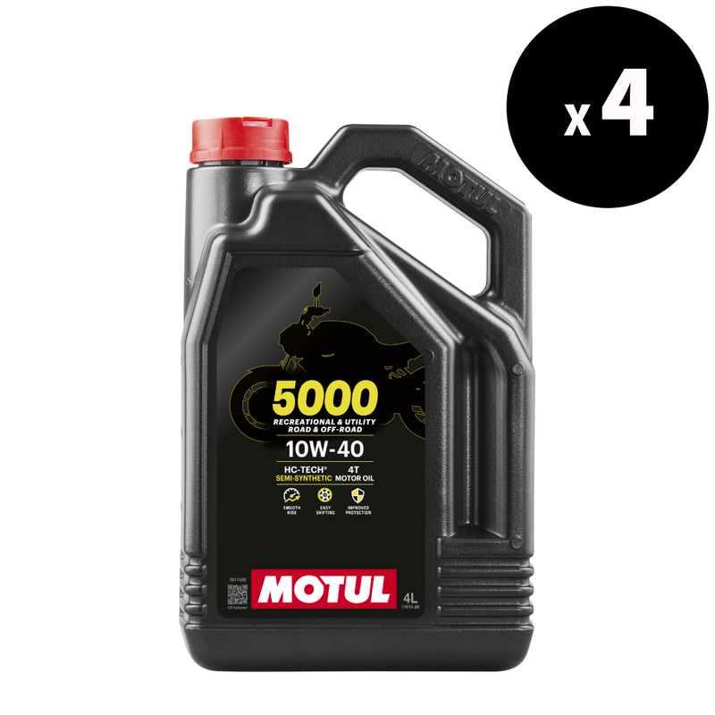 Aceite de motor 5000 4T 10W40, 4 litros, 4 paquetes [Motul]