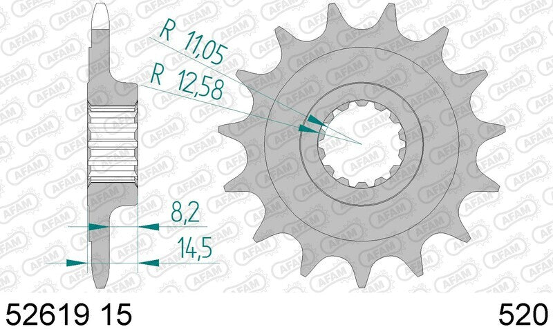 Ducati Monster 937 [AFAM] - Kit de cadena 520XHR2 15/43 Superreforzada - Piñón estándar