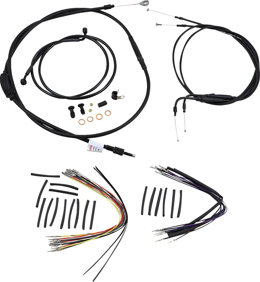harley davidson flst [MARCA BURLY] - Kit completo de cable/línea de manillar de vinilo negro para Ape Hanger