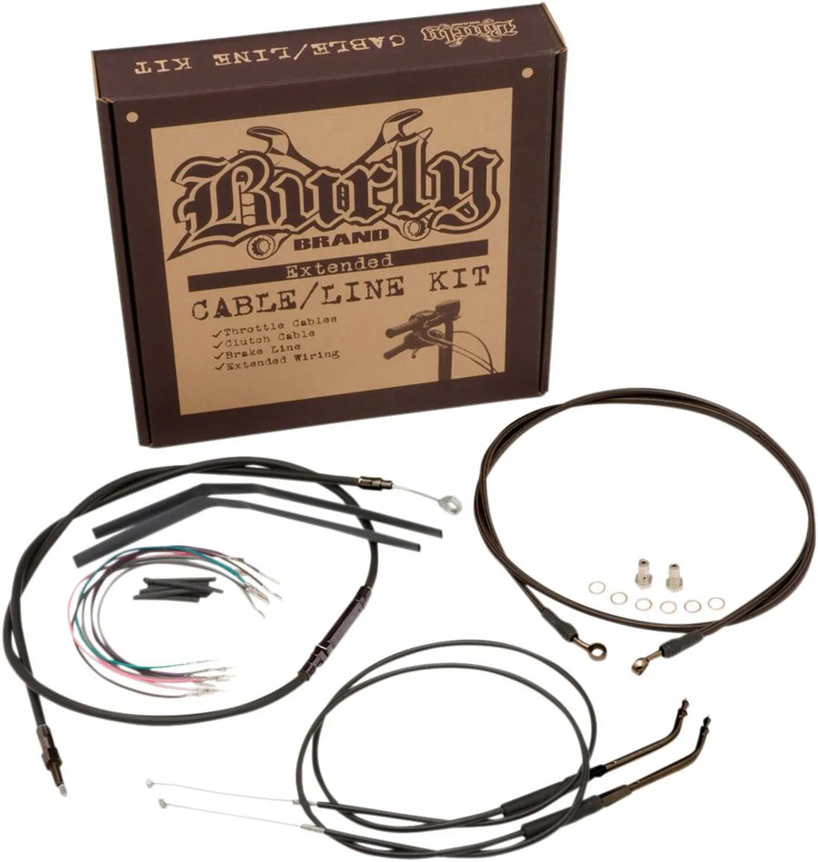 harley-davidson street bob [MARCA BURLY] - Kit completo de cable/línea de manillar de vinilo negro para Ape Hangers