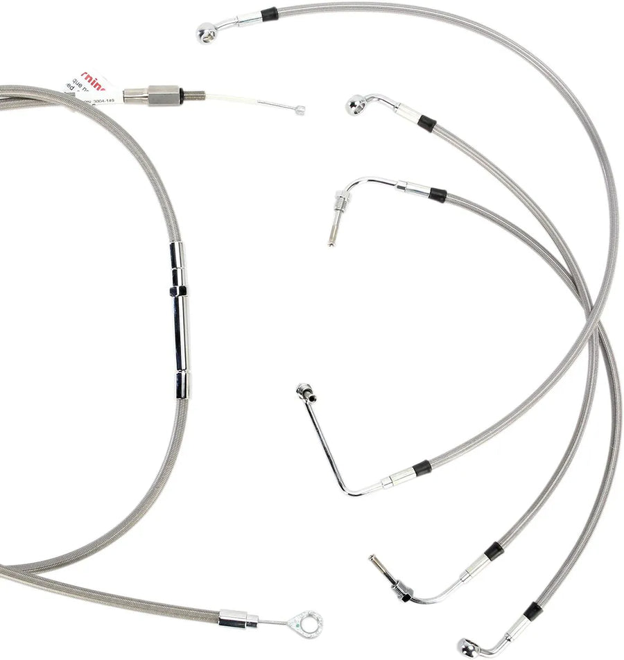harley davidson flhtc [MARCA BURLY] - Kit completo de cable de manillar/línea de freno de acero inoxidable
