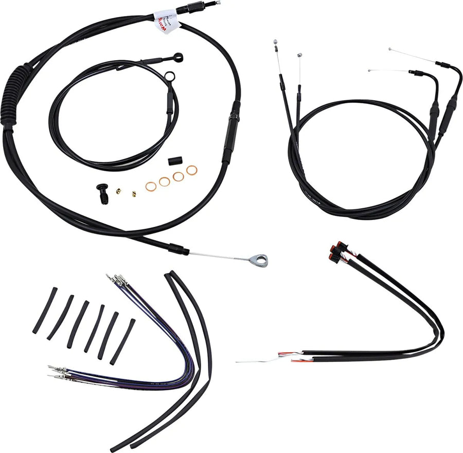 harley davidson flst [MARCA BURLY] - Kit completo de cable/línea de manillar de vinilo negro para Ape Hanger