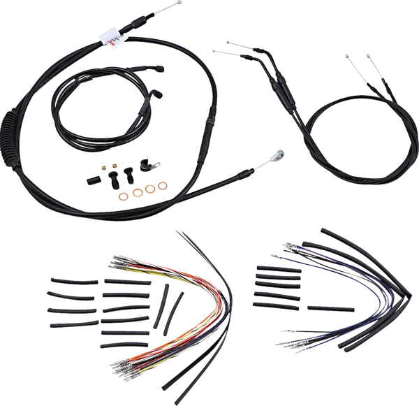 Harley Davidson Fxdwg [MARCA BURLY] - Juego completo de cables/líneas de manillar de vinilo negro para Ape Hanger