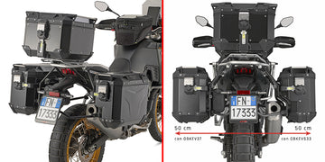 Kove X Pro 800 [GIVI] - Portamaletas lateral de tubo de acero PL ONE-FIT con desplazamiento lateral derecho para Trekker Outback