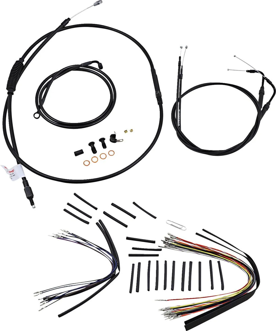 harley davidson flst [MARCA BURLY] - Kit completo de cable/línea de manillar de vinilo negro para Ape Hanger