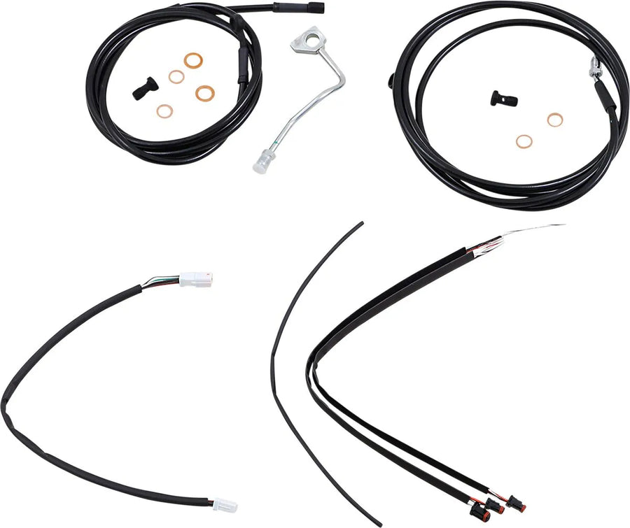 harley davidson flhrxs [MARCA BURLY] - Kit completo de cable/línea de manillar de vinilo negro para Ape Hanger