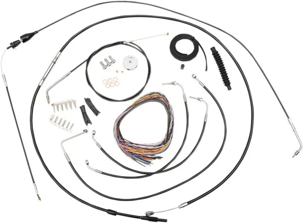 Harley Davidson Flhri [LA CHOPPERS] - Kit completo de cable de manillar/línea de freno trenzado de vinilo negro