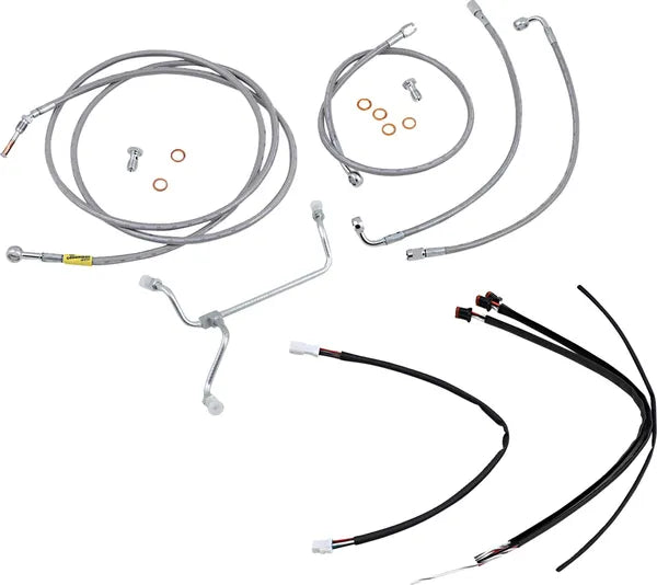 Harley Davidson Flhx [MARCA BURLY] - Kit completo de cable de manillar/línea de freno trenzado de acero inoxidable