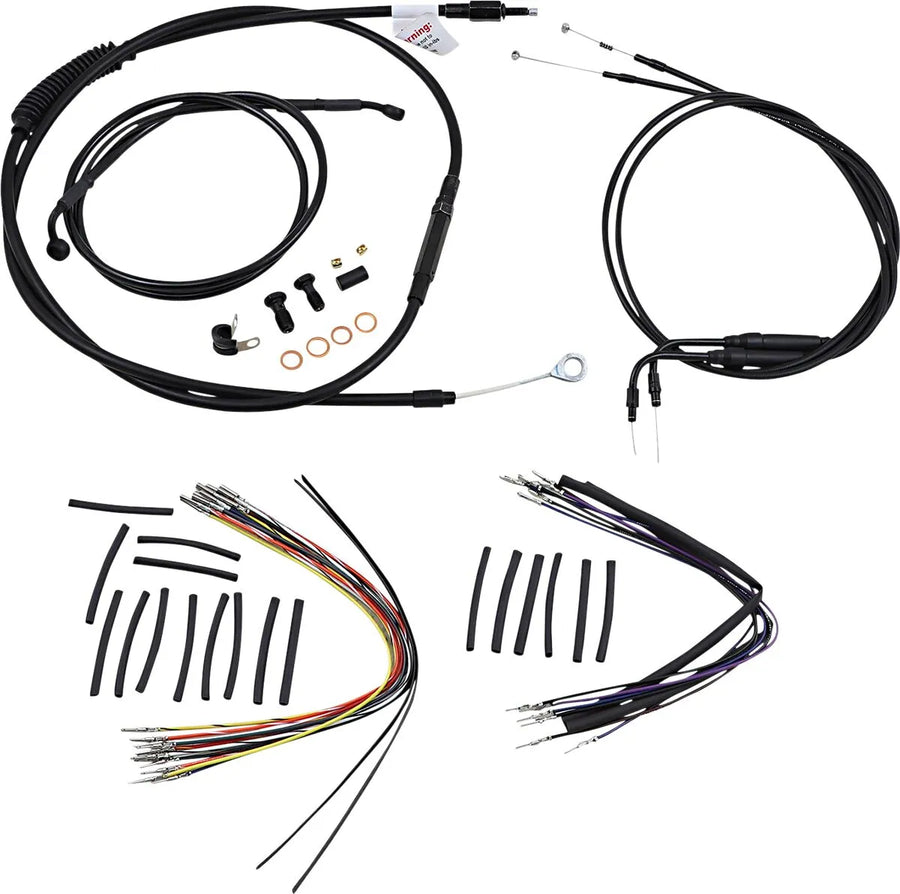 harley davidson flst [MARCA BURLY] - Kit completo de cable/línea de manillar de vinilo negro para Ape Hanger