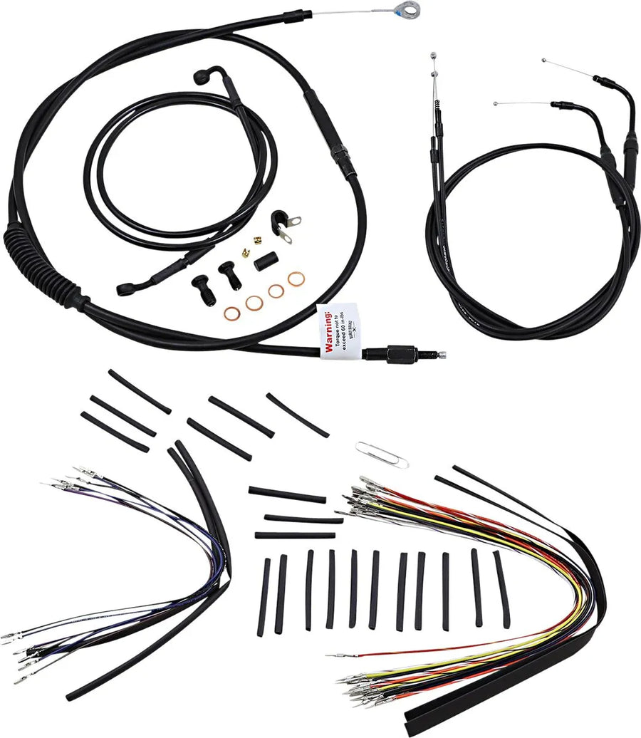 harley davidson flst [MARCA BURLY] - Kit completo de cable/línea de manillar de vinilo negro para Ape Hanger