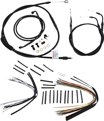 harley davidson flstc [MARCA BURLY] - Kit completo de cable/línea de manillar de vinilo negro para Ape Hanger - 0
