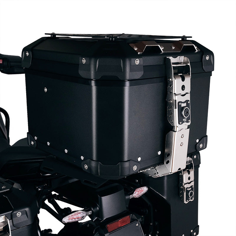 BMW R nineT 1200 Roadster [2014-2023] - Atlas 44L Universal-Aluminium-Topcase + -Gepäckträger mit Soziusgriffen zur Befestigung der Topcaseplatte