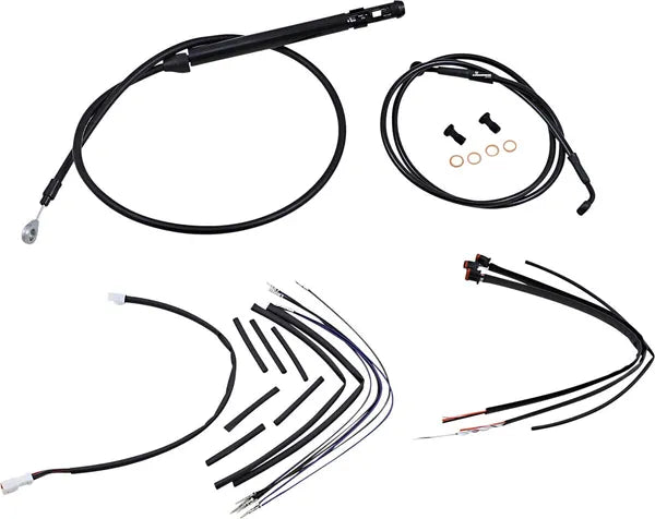Harley Davidson FX [MARCA BURLY] - Juego completo de cables/líneas de manillar de vinilo negro para Ape Hanger