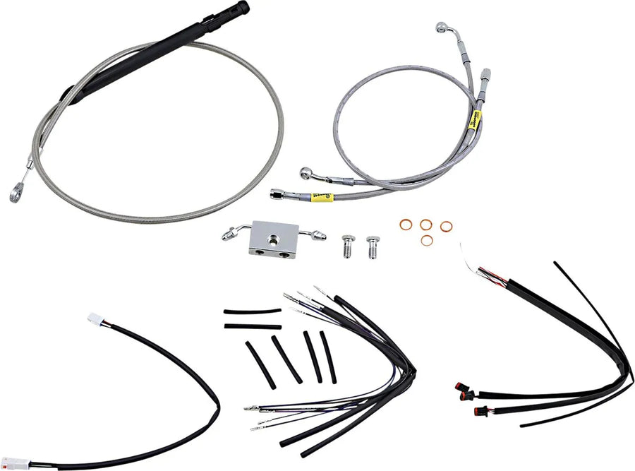 harley davidson flfb [BURLY BRAND] - Kit de cables de manillar y latiguillos de freno para manillares Burly Ape