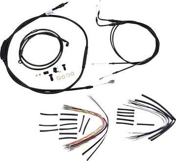 harley davidson flst [MARCA BURLY] - Kit completo de cable/línea de manillar de vinilo negro para Ape Hanger