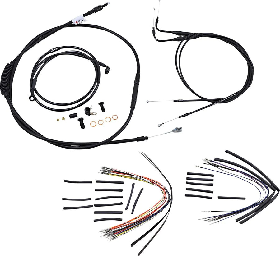 harley davidson flst [MARCA BURLY] - Kit completo de cable/línea de manillar de vinilo negro para Ape Hanger