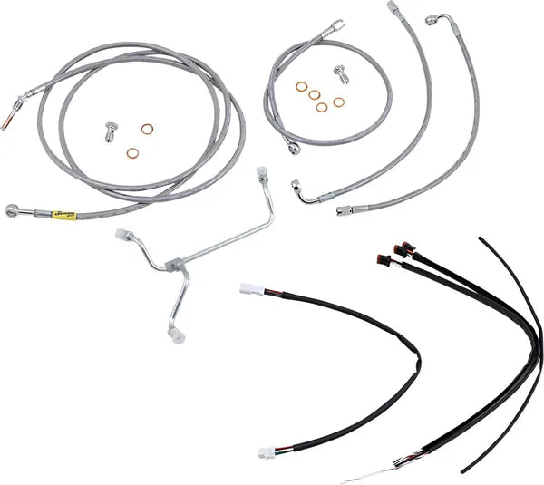 Harley Davidson Flhx [MARCA BURLY] - Kit completo de cable de manillar/línea de freno trenzado de acero inoxidable
