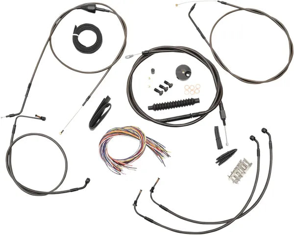 Harley Davidson Flhri [LA CHOPPERS] - Kit completo de cable de manillar/línea de freno trenzado Midnight