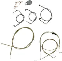 Harley Davidson Flhri [LA CHOPPERS] - Kit de línea de freno/cable de manillar cubierto de acero inoxidable estándar
