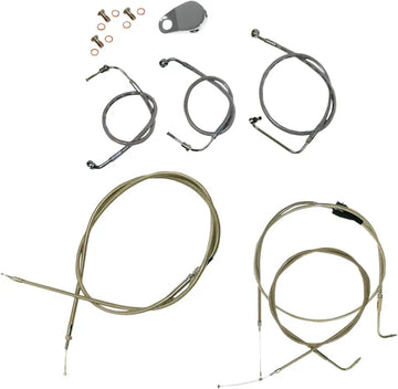 Harley Davidson Flhri [LA CHOPPERS] - Kit de línea de freno/cable de manillar cubierto de acero inoxidable estándar