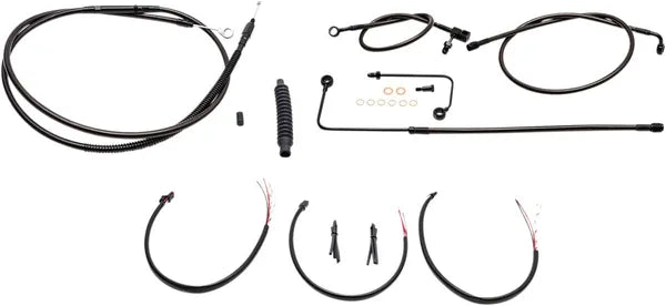 Harley Davidson FLS [LA CHOPPERS] - Kit completo de cable de manillar/línea de freno trenzado Midnight