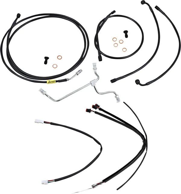 Harley Davidson Flhx [MARCA BURLY] - Juego completo de cables/líneas de manillar de vinilo negro para Ape Hanger